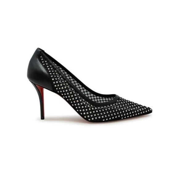 Christian Louboutin Shoes - Christian Louboutin Black Strass Mesh Leather Apostropha 80 Pumps - NWT